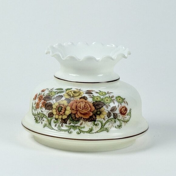 Antique Style Floral Glass Lamp Shade Topper Elegant3 Design With Vibrant Blooms - Picture 3 of 10